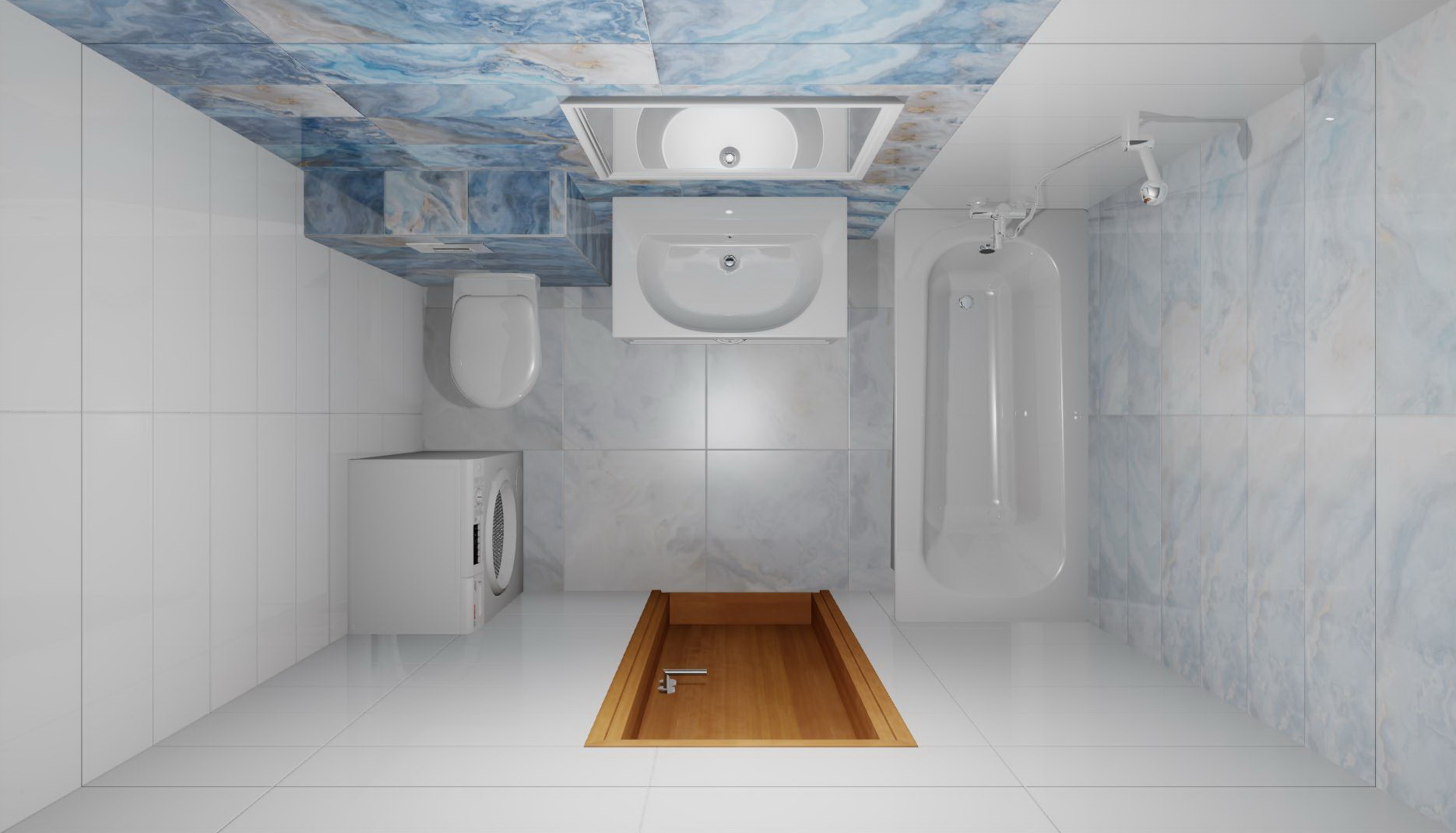 3D дизайн-проект ванной с коллекцией LAPARET Blues