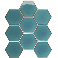 Hexagon big Green Glossy. Мозаика (25,6x29,5)