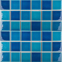Crackle Blue Mixed Glossy Сетка. Мозаика (30,6x30,6)
