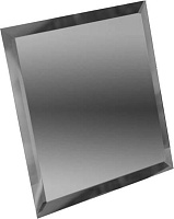 Квадратная зеркальная графитовая плитка с фацетом 10мм (КЗГ1-01). Настенная плитка (18x18)
