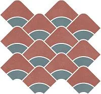 Мозаика Таделакт наборный красный бирюзовый обрезной мат 30x28 9 мм арт. KMD2HID012BR