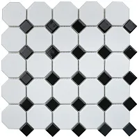 Мозаика Octagon small White/Black Matt IDLA2575 мат, 29,5x29,5 6 мм