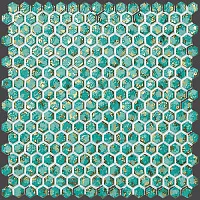 Мозаика Dwell Turquoise Hexagon Gold глянц, 30x30 0-0 мм, арт. 6DHT