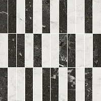 Мозаика Тубкаль микс чёрный белый обрезной глянц 30x30 9 мм арт. KMD2MSA003BR