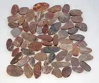 Мозаика MS00-2 BCP ГАЛЬКА овал красно-коричневая шлифованная, 32x32 12 мм, арт. 52382