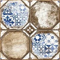 Керамогранит Брюгге 3Д тип 1 синий узор, 40x40