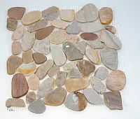 Мозаика MS00-ST BCP ГАЛЬКА овал бел/сер/красная, 32x32 12 мм, арт. 52384