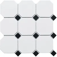 Мозаика Octagon big White/Black Matt CLA006 мат, 30x30 6 мм
