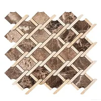 Мозаика Mos.Victorian Polished Dark Emperador+ Crema Marfil, 28,4x32,2, арт. CV20141