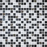 Мозаика Стекло № 1028 микс черный - платина, 30x30, арт. 1028