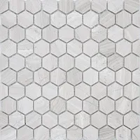 Мозаика Travertino silver MAT hex 18x30x6 ПУ мат, 28,5x30,5 6 мм