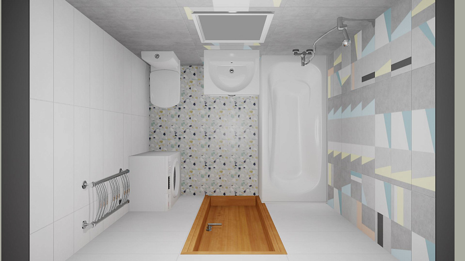 3D дизайн-проект ванной с коллекцией LAPARET Cement