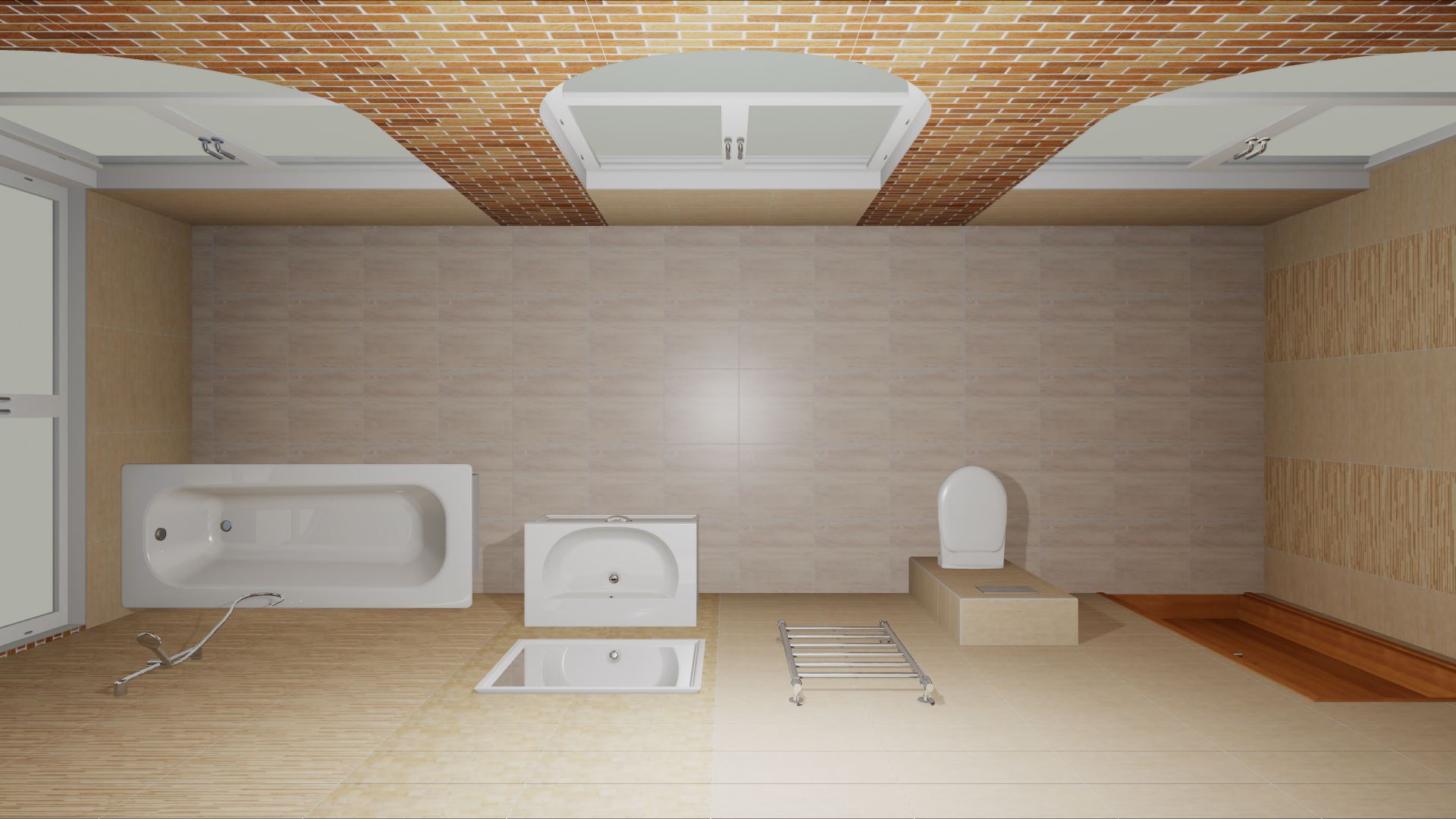 3D дизайн-проект ванной с коллекцией ALTACERA Wood
