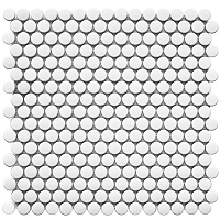 Мозаика Penny Round White Matt мат, 30,9x31,5 6 мм