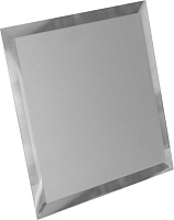 Квадратная зеркальная серебряная плитка с фацетом 10мм (КЗС1-03) (25x25)