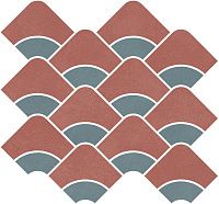 Мозаика Таделакт наборный красный бирюзовый обрезной мат 30x28 9 мм арт. KMD2HID012BR
