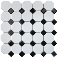 Octagon small White/Black Matt IDLA2575. Мозаика (29,5x29,5)