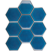 Hexagon big Deep Blue Glossy. Мозаика (25,6x29,5)