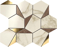 9EHB Marvel Gold Hex Brown-Calacatta. Мозаика (25,1x29)