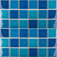 Мозаика Crackle Blue Mixed Glossy Сетка глянц, 30,6x30,6 6 мм
