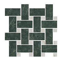 Декор Серенада мозаичный зелёный лаппатированный, 32x32, арт. km.T038\SG6542
