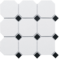 Octagon big White/Black Matt CLA006. Мозаика (30x30)